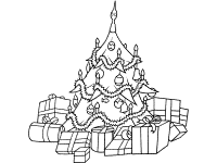 christmas tree and gifts coloring page