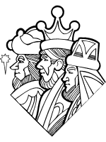 three wise men follow a star coloring page