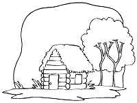 log house coloring page