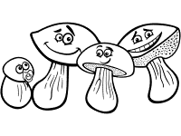 mushrooms - toadstools cartoon coloring page 