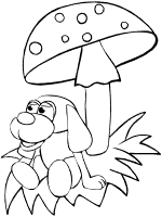 mushroom - toadstool and puppy coloring page