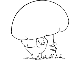 mushroom - toadstool and bird coloring page