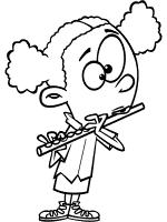 youth plays the flute coloring page