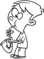 youth plays the saxophone coloring page