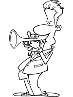 musician plays trumpet coloring page