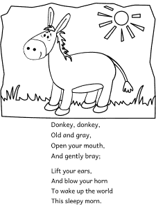 Donkey, Donkey, Old and Gray Coloring pages and Printable Activities 