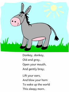 Donkey, Donkey Old and Gray Nursery Rhyme Preschool Lesson Plan Printable Activities