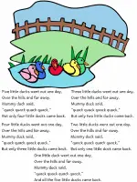 five little ducks song poster with text