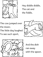 hey diddle diddle nursery rhyme coloring page with text