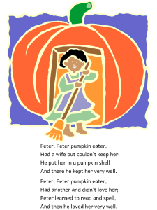 Peter, Peter Pumpkin Eater Nursery Rhyme Preschool Lesson Plan Printable Activities