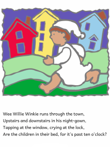 Wee Willie Winkie Nursery Rhyme Preschool Lesson Plan Printable Activities