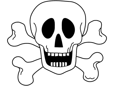 sybol skull and crossbones death piracy  arning poisonous coloring page