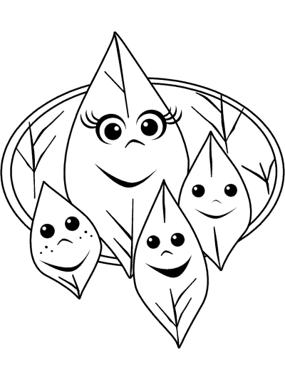 animalted leaves coloring page