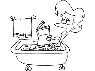 adult reads in the tub coloring page