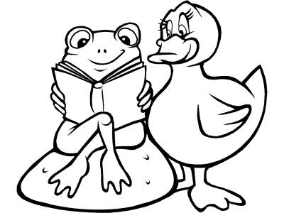 reading buddies frog and duck coloring page