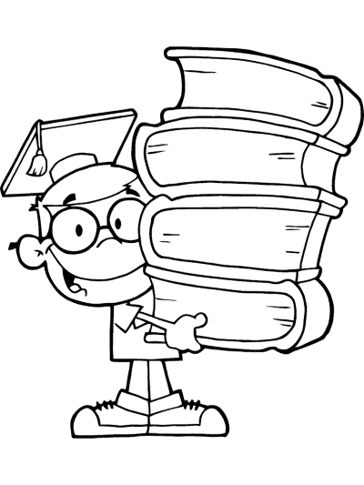 graduation boy carries books coloring page