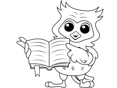 owl displays a book coloring page