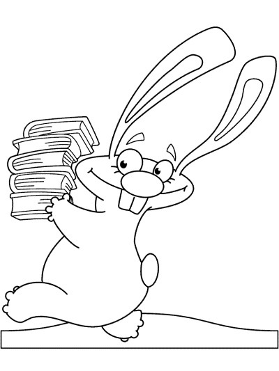 rabbit carries books coloring page