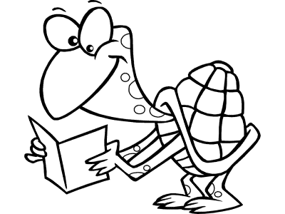 turtle reads a greeting card coloring page