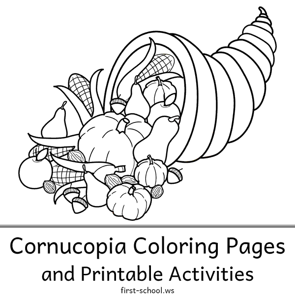 Cornucopia Coloring Pages - Autumn Horn of plenty