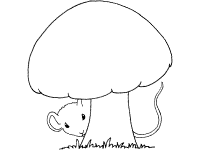 mushroom - toadstool and mouse coloring page