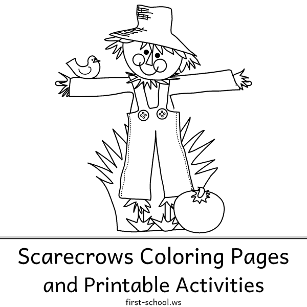 Scarecrows Coloring Pages Autumn · Fall or Halloween