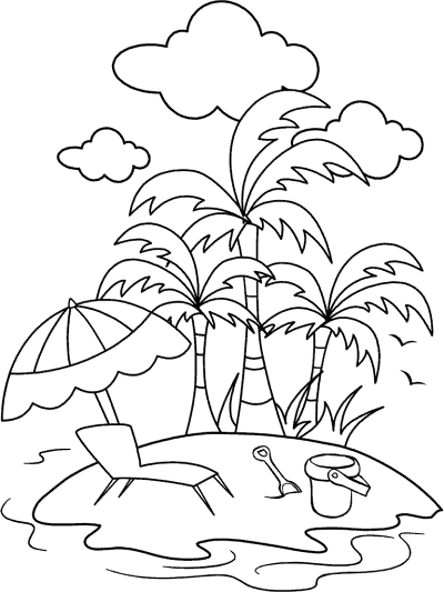 beach landscape coloring page