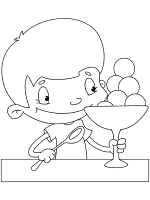 Kid ice cream cup coloring page