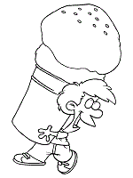 Kid giant ice cream cone coloring page