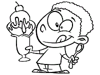 Kid ice cream sundae coloring page