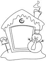 snowman's house coloring page