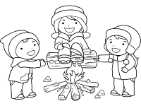 roasting in a campfire coloring page