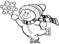 snowman ice skates coloring page