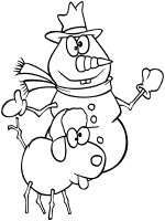 snowman and snow dog coloring page