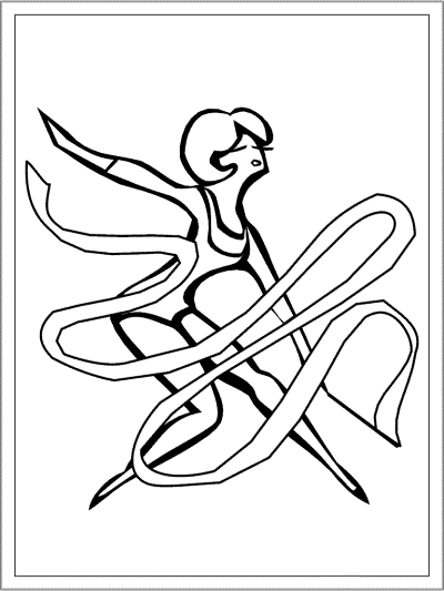 gymnastics rhythmic ribbons coloring page