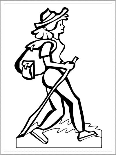 walking hiking coloring page