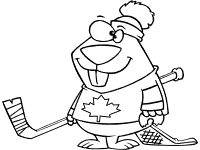 bear plays ice hockey coloring page