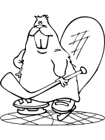 bear plays ice hockey coloring page