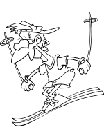 skiing coloring page