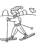 skiing coloring page