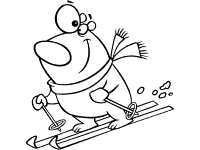 bear or polar bear skiing coloring page