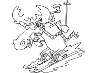 moose skiing coloring page