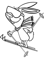 rabbit skiing coloring page