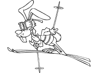 rabbit skiing coloring page