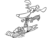 dog sledding with a simple sled or toboggan coloring page