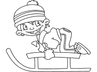 kid sledding with a simple sled coloring page