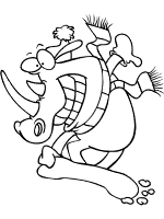 rhinoceros snowboarding coloring page