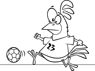 chicken soccer mascot coloring page