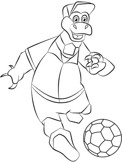 dinosaur soccer mascot coloring page