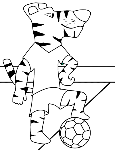 tiger soccer mascot coloring page